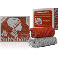 Subsahara Authentic African Net Sponge - 2 Pieces Exfoliating Scrubber For All Skin Types, Bath Sponge For Face & Body, Travel Portable, Durable, Gentle Exfoliation (Gray & Rust Red)