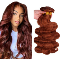 Reddish Brown Body Wave Bundles Color #33 Bundles Human Hair Copper Red Human Hair Bundles Unprocessed 8A Brazilian Virgin Human Hair 3 Bundles 30 30 30 Inch Auburn Brown Bundle