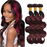 Vinmdonm P1B99J Human Hair Bundles Ombre Burgundy Body Wave 3 Bundles 28 30 32 Inch 1B Burgundy Human Hair Bundle Brazilian Virgin 8A Remy Hair Bundle