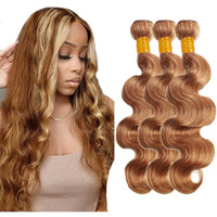28 30 32 Inch Honey Blonde Bundles Human Hair P27/30 Body Wave Bundles Color #27 Bundles Human Hair Weave 8A Brazilian Virgin Human Hair 3 Bundles Highlight Body Wave Bundles Auburn Brown Bundles 300G