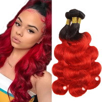 24 26 28 Inch 1Bred Bundle Ombre Body Wave Human Hair Bundles Brazilian Unprocessed Virgin Bright Red Body Wave Bundles Human Hair