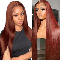 Reddish Brown Lace Front Wigs Human Hair 13X6 Body Wave Lace Front Wig 33# Lace Frontal Wigs Human Hair Pre Plucked For Women Glueless Colored Reddish Brown Wig 180% Density 18 Inch
