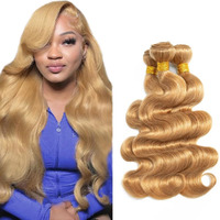 27 Human Hair Bundles Honey Blonde Body Wave Human Hair 18 20 22 Inch Unprocessed Brazilian Virgin Color 27 Body Wave Bundles