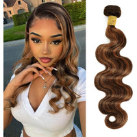 Momoshero 1B/30 Highlight Single Bundle Human Hair, Ombre Body Wave Fb30 Colored 1 Bundle 12A Black And Dark Brown Two Tones Balayage 100% Remy Hair Dark Root Sew In Weave Bundles #1B/30 10 Inch