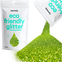Hemway Eco Friendly Biodegradable Glitter 100G / 3.5Oz Bio Cosmetic Safe Sparkle Vegan For Face, Eyeshadow, Body, Hair, Nail And Festival Makeup, Craft - Ultrafine (1/128"" 0.008"" 0.2Mm) - Lime Green