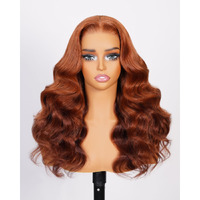 Megalook Hair 20 Inch Ombre Brown Lace Front Wigs Human Hair Pre Plucked 6X5 Body Wave Wig With Natural Hairline Glueless Wig Human Hair 210% Density Drawstring Wig For Black Women(Maple Leaf Brown)