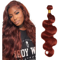 Color 33 Bundle Body Wave Human Hair 1 Bundle 24 Inch Reddish Brown Hair Bundles Brazilian Virgin Hair Copper Red Bundles Hair Extensions