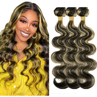 P1B27 Highlight Human Hair Bundles Honey Blonde Body Wave 3 Bundles 14 14 14 Inch Grade 8A Remy Blonde Body Wave Human Hair Bundle