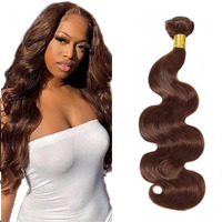 #4 Brown Bundles Human Hair Body Wave Human Hair Bundles 20 Inch Chocolate Brazilian Hair 1 Bundle Unprocessed Virgin Remy Hair Extensions 50 Gram Per Bundle