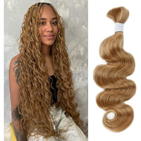 Goulus Body Wave Bulk Human Hair For Braiding #27 Honey Blonde Boho Braids Human Hair Brading Hair Extensions 100G One Bundle Wet And Wavy Human Braiding Hair For Boho Braids(18Inch, Honey Blonde)