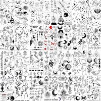 Shegazzi 28 Sheets 220+ Minimalism Temporary Tattoos - Moon, Sun, Stars, Snakes, Flowers For Women, Men, Adults, Kids