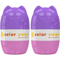 Solar Swipe Sunscreen Applicator - Refillable Roll On For Kids & Adults Mess-Free Sunscreen Roller & Sponge Dispenser Portable Sun Protection, Ideal For Travel & Outdoor Use (Purple Pink 2 Pack)