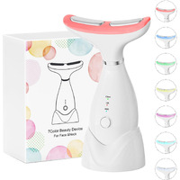 Facial And Neck Massager,7 Color Led Light Therapy For Face,Face Lift Device,Beauty Face Massager Tools For Skin Care (White)