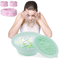 Face Bowl For Ice Facial, Silicone Ice Bath Bowl For Face Ice Bath, Anti-Puffiness & Glowing Skin, Leak-Proof With Non-Slip Base, Portable Foldable Design - Green