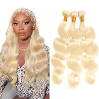 Blonde Bundles 613 Body Wave Human Hair Bundles Blonde Human Hair Bundle 10 12 14 Inch Brazilian Virgin Hair Silky Soft Remy Hair Extensions Body Wave Hair Weave