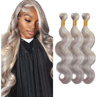 Silver Bundles Human Hair Grey/613 Body Wave Bundle Grey Mixed 613 Hair 3 Bundles 16 18 20 Inch Silver Body Wave Bundle