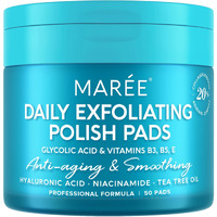 Maree Glycolic Acid Polishes - Toner Pads For Face Cleansing - Tea Tree Oil, Salicylic Acid & Vitamins E, B3, B5 - Facial Peel & Radiance Deep Cleaning Effect - 50 Count