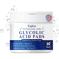 Ragkun Exfoliating Pads - Glycolic Acid 20% Toner Pads For Facial Radiance With Salicylic Acid And Vitamins B5, C & E, Dual Action Gentle Face Pad With Deep Cleaning Effect 60 Count