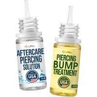 Bodyj4You 2Pc Piercing Aftercare Kit - Saline Solution Drops Ear Piercing Cleaner - Natural Bump Keloid Removal - Ear Piercing Cleanser Nose Septum Belly - Soothe Moisturize Recovery Natural Solution