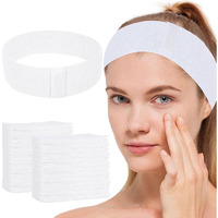 Breenhill 300 Count Disposable Spa Facial Headbands With Convenient Closure,White Stretch Facial Headwraps Soft For Facials Skincare Spa