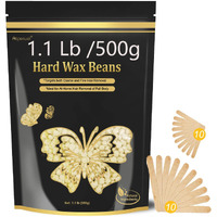Hard Wax Beads For Sensitive Skin Hair Removal, 1.1Lb Painless Pearl Waxing Beans With 20 Spatulas For Bikini, Eyebrow, And Facial At-Home Waxing For Women And Men (Cream)