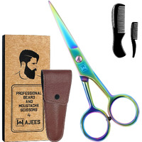 Wajees Beard Scissors For Men A Complete Set Of Grooming Scissors Mens With 1 Mustache Comb, & 1 Comb For Beard Trimming In A Carrying Pouch Facial Hair Scissors Perfect Mustache Scissors For Men
