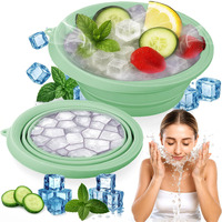 Xangnier Face Bowl For Ice With Built-In Ice Tray - Collapsible Silicone Facial Ice Bath Bowl For Cold Plunge Therapy, Skin Tightening & Acne Relief - Green Portable Spa Tool For Home & Travel