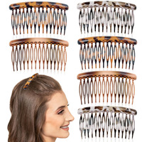 6Pcs French Tortoise Hair Combs, 15-Closely-Tooth Hair Side Comb, Curved Comb Clip To Make A French Twist & Backcomb Front Hair