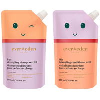 Evereden Kids Haircare Set (Refill): Hair Detangling Shampoo & Conditioner For Children Ages 3+, Plant Protein Peptides & Argan Oil, Vegan, Free From Sulfate, Paraben, Phthalate & Petrolatum