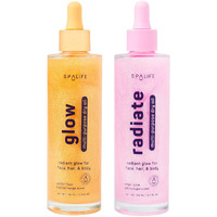 Spalife Beauty Radiate & Glow Shimmer Oil Bundle - Dry Oil Duo With Subtle & Noticeable Shimmer - Mango & Peony Scents - Hydrating, Lightweight Moisture
