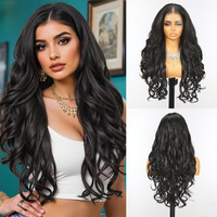 Allbell 13X6 Glueless Hd Lace Wigs,Synthetic Lace Front Wig For Black Women,24Inch Natural Black Body Wave Hair Replacement