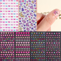 Body Glitter Hair Gems Nail Rhinestones Charms, 6 Sheets Laser Bow Heart Star And Butterfly Self Adhesive Hair Jewels Diamonds With Tweezers, Bling Rhinestone Stickers For Crafts,Face,Nail