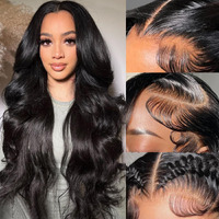 Ulrica Body Wave Lace Front Wigs Human Hair Pre Plucked 250 Density 13X4 Hd Lace Body Wave Human Hair Wigs For Women 22 Inch Natural Black Color