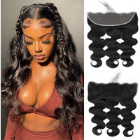 13X4 Body Wave Lace Frontal Closure 20 Inch Ear To Ear Transparent Hd Lace Frontal Brazilian Virgin Human Hair Pre Plucked With Baby Hair Natural Black