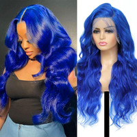 Shciyair 20 Inch Blue Human Hair Wig 200 Density Body Wave 13X4 Hd Lace Front Wigs Human Hair Pre Plucked Blue Color Lace Front Wigs Human Hair Glueless Wigs For Women