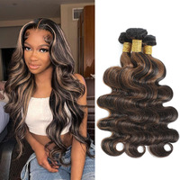 Dsekcain P1B/30 Body Wave Human Hair Bundles Highlight Brown Color Body Wave Bundle 100% Real Human Hair And True To Length 10 12 14 Inch 3 Pcs/Pack