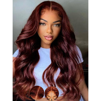 Klaiyi Bye Bye Knots Glueless Wig Reddish Brown Body Wave 7X5 Pre Cut Hd Lace Front Wigs Human Hair Put On And Go Wig Pre Bleached Pre Plucked With Baby Hair 30S Ready To Wear 150% Density Full 18Inch