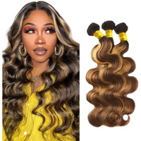 30 32 34 Inch P4/27 Bundle Highlight Body Wave Bundles Human Hair 3 Bundles 8A Grade Peruvian Virgin Hair Ombre Body Wave Bundle Hair Extensions No Tangle