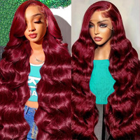 Oovvda 30 Inch Burgundy Wig Human Hair 99J Burgundy Lace Front Wigs Human Hair 13X4 Hd Transparent Wine Red Body Wave Human Hair Pre Plucked 200 Density Lace Front Wigs For Women
