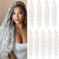 Unionbeauty Pre-Feathered Braiding Hair 24 Inch 9Cs Body Wave Braiding Hair Crochet Braids For Goddess Box Braids Crochet Hair White Synthetic Crochet Hair Extension For Women (White#)