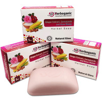 Herboganic Ginger Extract, Cornstarch And Rose Water Herbal Soap | Pack Of 3 Of 5Oz Soap Bar | Natural Bar Soap For Face And Body | Hydrating And Nourishing | Suitable For Men And Women