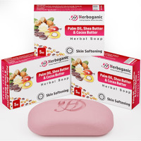 Herboganic Palm Oil, Shea Butter And Cocoa Butter Herbal Soap | Pack Of 3 Of 5Oz Soap Bar | Natural Bar Soap For Face And Body | Hydrating And Nourishing | Suitable For Men And Women