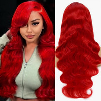 Dorashion Red Lace Front Wigs Human Hair 13X4 Hd Transparent Body Wave Human Hair Lace Front Wig Pre Plucked Red Colored Glueless Human Hair Lace Frontal Wigs For Women 16 Inch