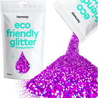 Hemway Eco Friendly Biodegradable Glitter 100G / 3.5Oz Bio Cosmetic Safe Sparkle Vegan For Face, Eyeshadow, Body, Hair, Nail And Festival Makeup - Chunky (1/40"" 0.025"" 0.6Mm) - Purple Holographic