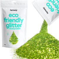 Hemway Eco Friendly Biodegradable Glitter 100G / 3.5Oz Bio Cosmetic Safe Sparkle Vegan For Face, Eyeshadow, Body, Hair, Nail And Festival Makeup, Craft - Fine (1/64"" 0.015"" 0.4Mm) - Lime Green