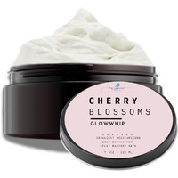 Bluebyrd Glowwhip Body Butter - Cherry Blossoms | Whipped Moisturizing Cream For Dry Skin | Lightweight, Fast-Absorbing Formula With Coconut Oil, Aloe & Vitamin E | Hydrating Floral Scent | 8 Oz