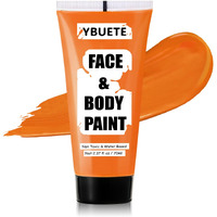 Ybuete Orange Water Based Face Body Paint, 2.37 Oz Large Tube Full Coverage Face Paint For Tiger Pumpkin Cosplay, Washable Orange Body Painting Cream For Adult Carnival Halloween Sfx Makeup
