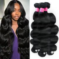 12A Human Hair Bundles 28 30 32 Inch Body Wave Bundles Human Hair 100% Unprocessed Brazilian Virgin Weave 3 Bundle Natural Black Wet And Wavy Human Hair Extensions 1B Color For Women