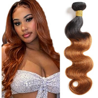 1B30 Ombre Body Wave Bundle Brown Human Hair Bundle 100% Unprocessed Virgin Hair Brazilian Double Weft Extensions Dark Brown Color 12 Inch For Women