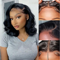 Atilck Wear And Go Glueless Bob Wig - Body Wave Lace Front Human Hair Wigs For Black Women - Pre Plucked And Pre Cut 4X4 Lace Closure - No Glue Needed For Beginners 10 Inch